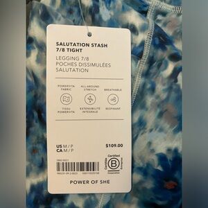 Athleta Salutation Stash High Rise 7/8 Tight M Petite | Opaline Floral Blue